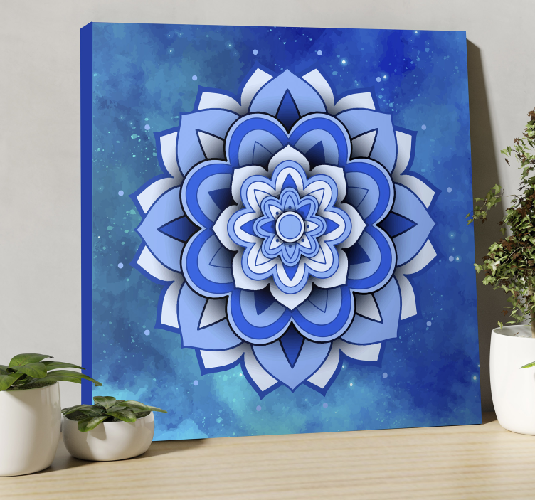 Mandala kukka sininen mandala canvas - Tenstickers