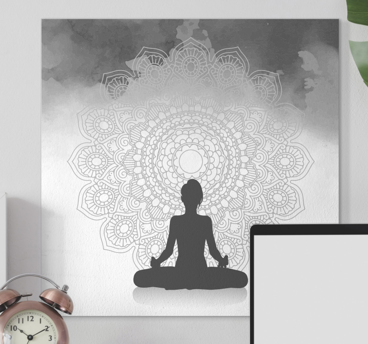 Mandala siluetti meditaatio mandala canvas - Tenstickers