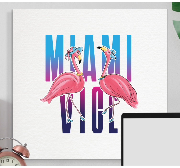 Miami varapuheen flamingo suunnittelu eläin canvas - Tenstickers