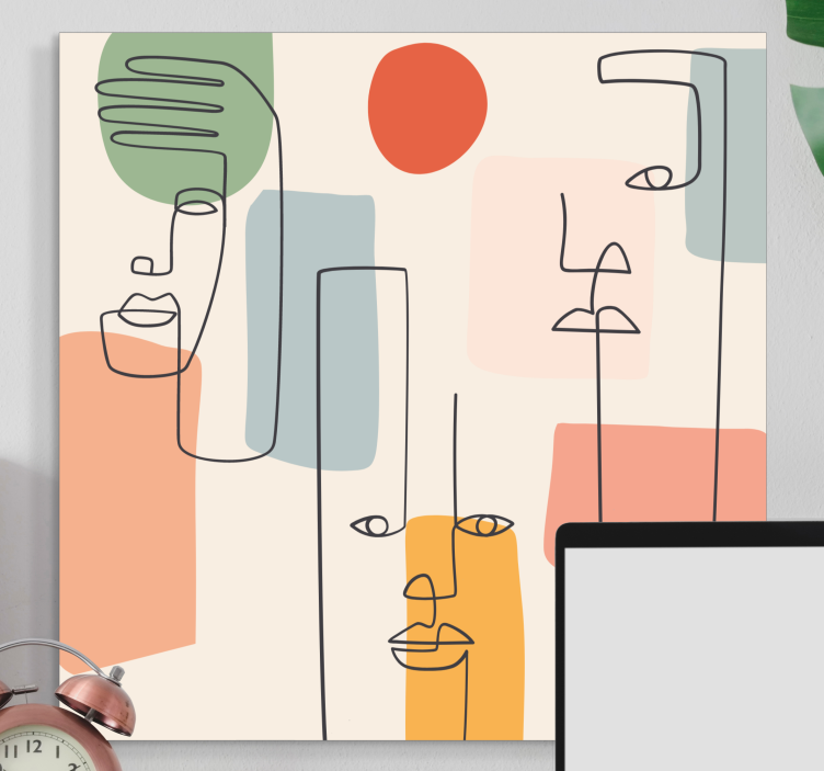 Minimalistinen seinätaide kasvoilla olohuone canvas - Tenstickers