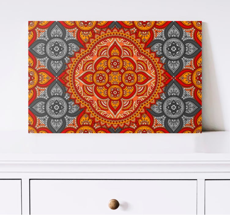 Monimutkainen kukkakuvio mandala canvas taulu - Tenstickers