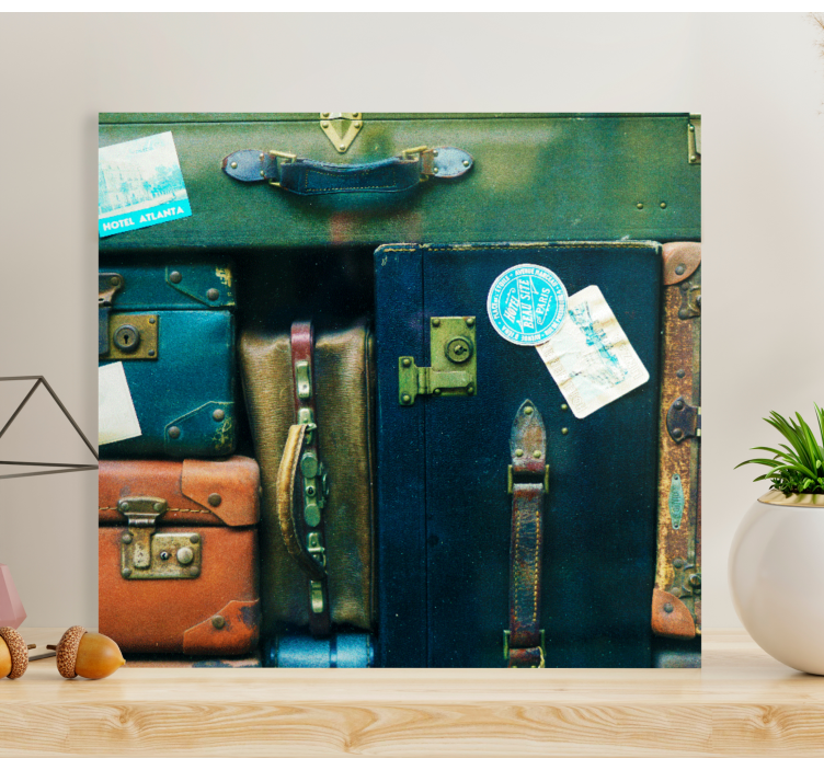Mukava muotoilu vintage matkalaukkuja makuuhuone canvas - Tenstickers