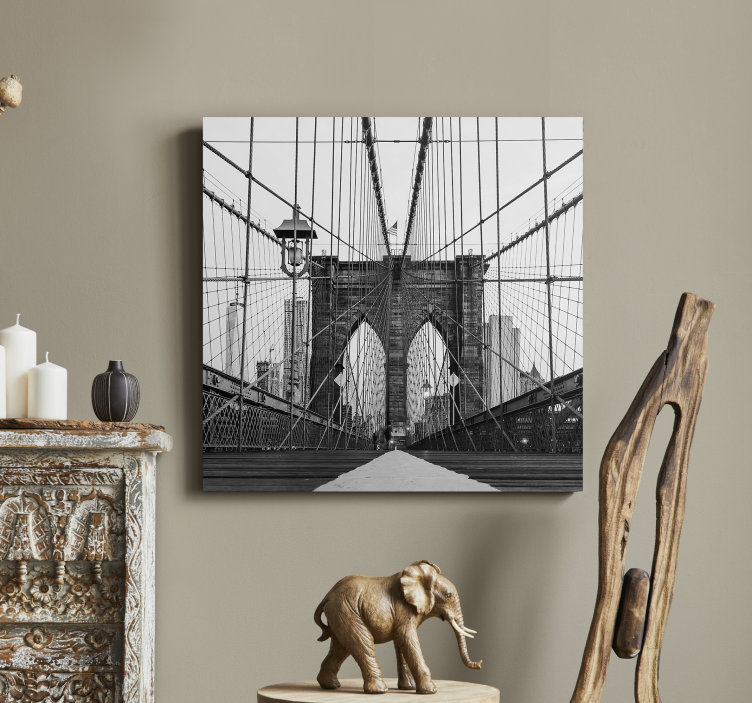 Mustavalkoinen brooklyn silta 3d canvas - Tenstickers