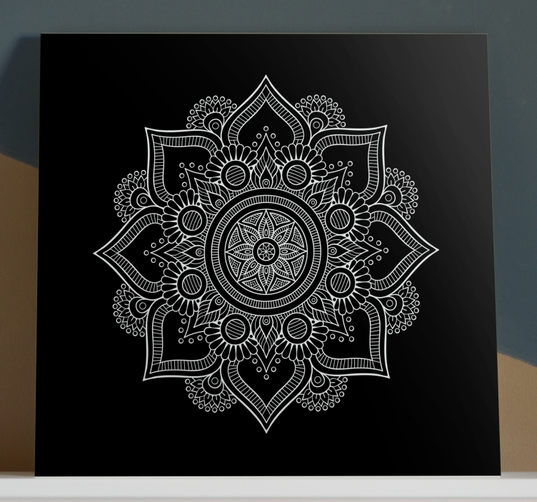 Mustavalkoinen mandala canvas - Tenstickers