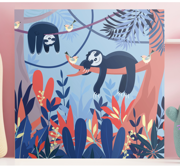 Nukkuvat eläimet metsässä lasten canvas - Tenstickers