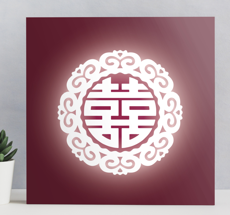 Punainen kiinalainen symboli buddha canvas taulu - Tenstickers