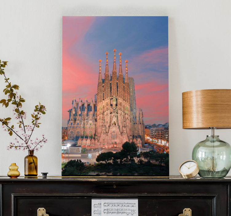 Sagrada familia auringonlasku canvas taulu - Tenstickers