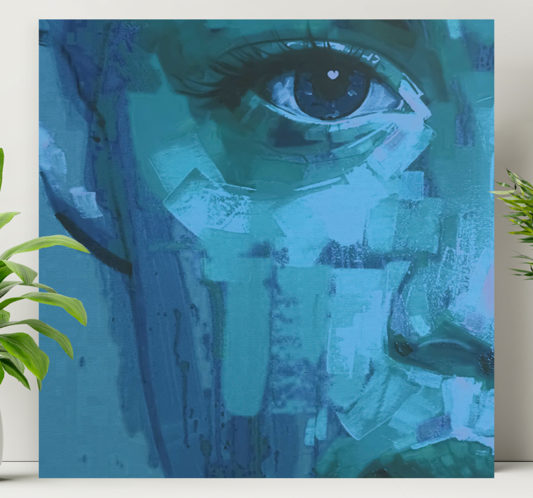 Silmän yksityiskohta sininen hahmo canvas taulu - Tenstickers