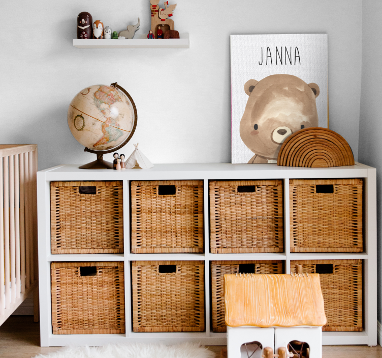 Nimeltään varustettu karhuvauva lastenhuoneen canvas taulu - Tenstickers