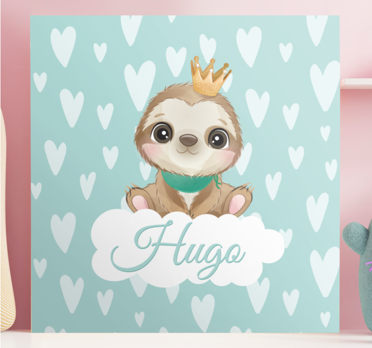 Söpö laiskiainen pojalle nimeltä canvas taulu omasta kuvasta - Tenstickers