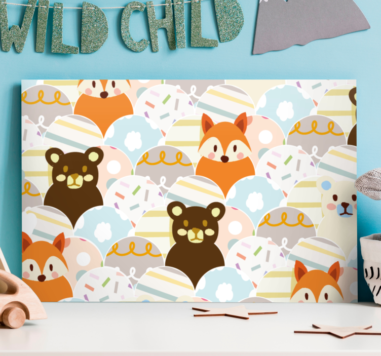 Suloiset eläinhahmot canvas-taulussa - Tenstickers