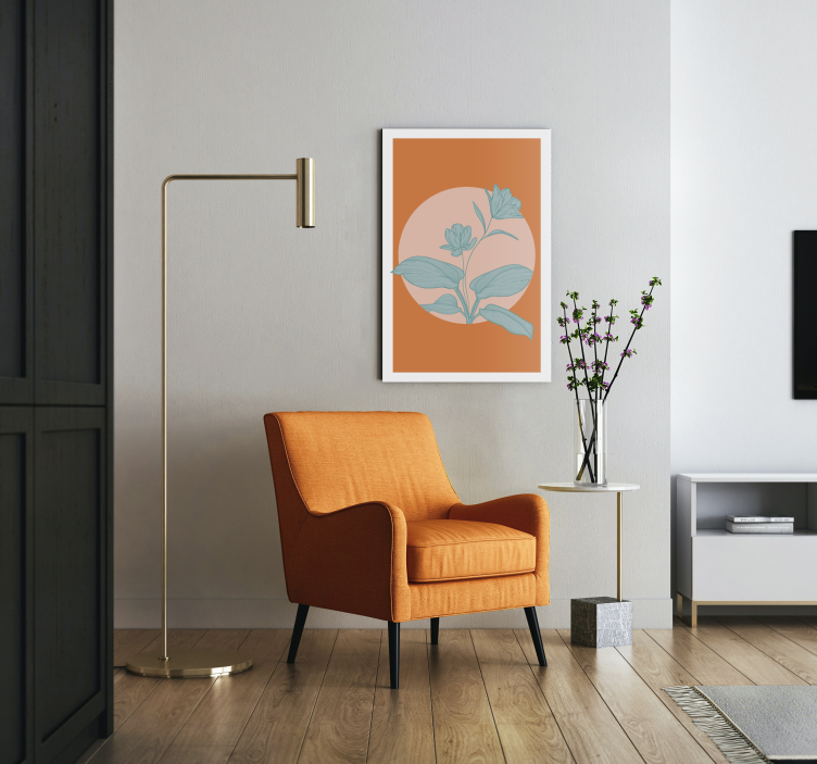Oranssi tyylitelty kuva kukka ja kasvi canvas taulu - Tenstickers