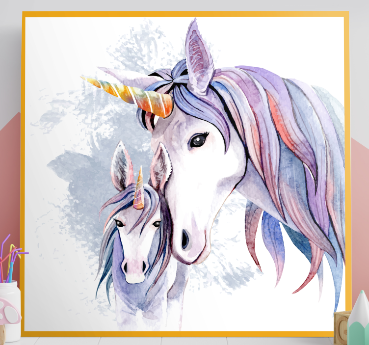 Unicornios madre e hijo yksisarvinen canvas - Tenstickers