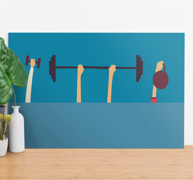 Urheilu canvas taulu treenivälineet käsissä - Tenstickers