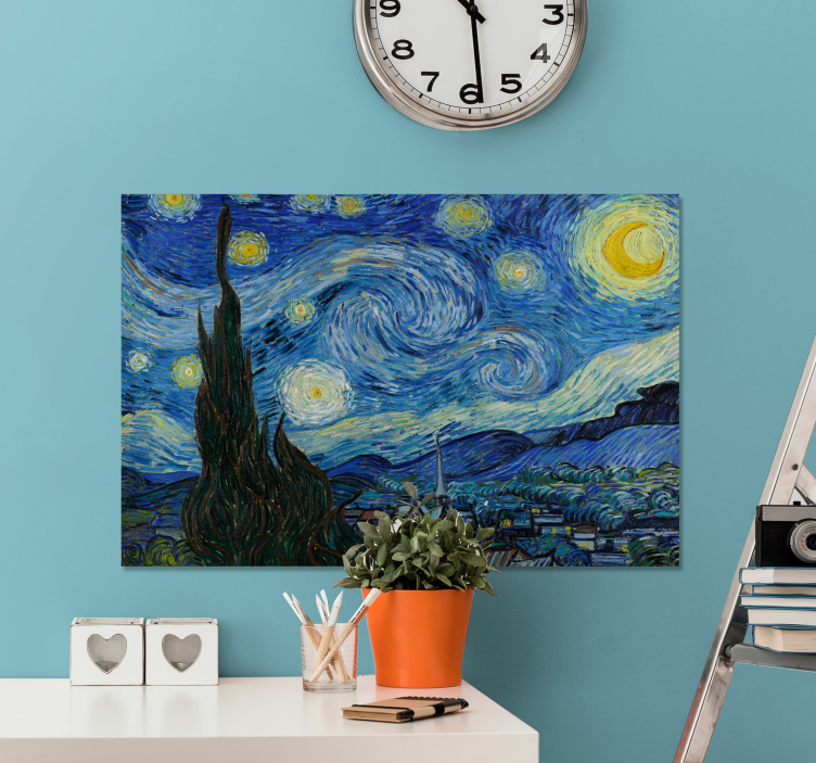 Van goghin tähtikirkas yö taide aiheinen canvas - Tenstickers