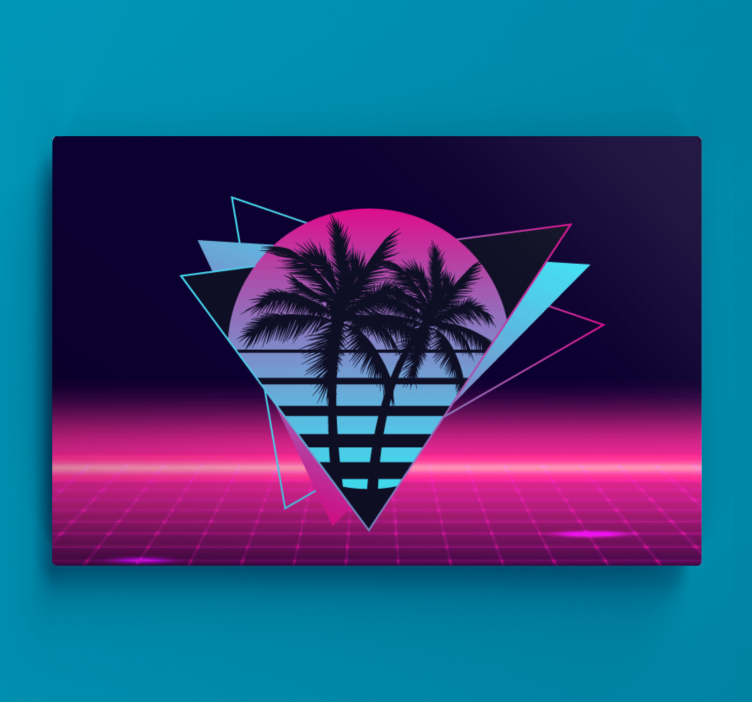 Vaporwave tyylinen palmu vintage canvas - Tenstickers