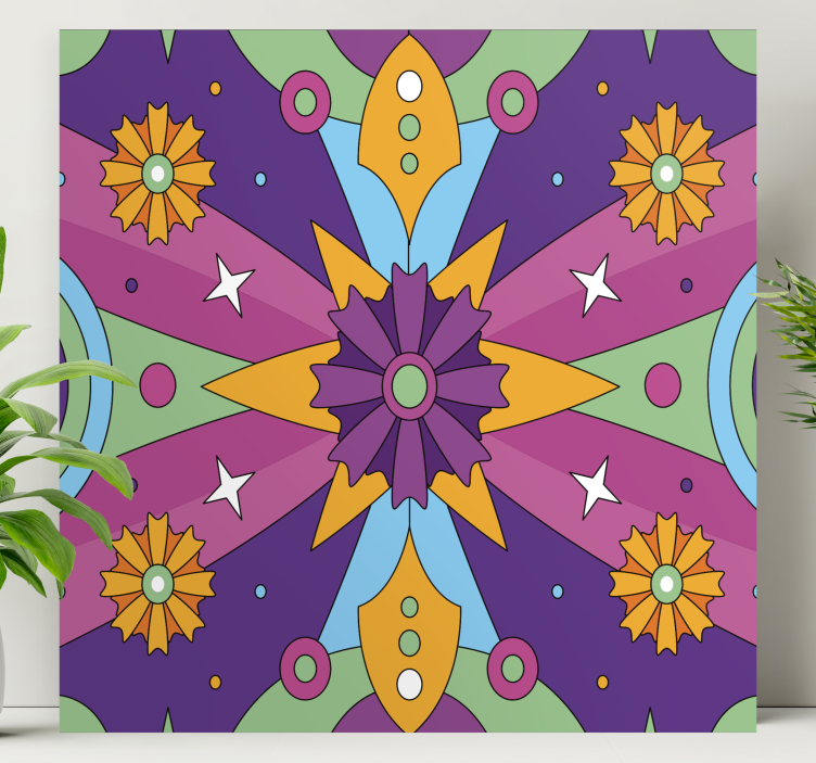 Värikäs psykedeelinen fraktaali vintage canvas - Tenstickers