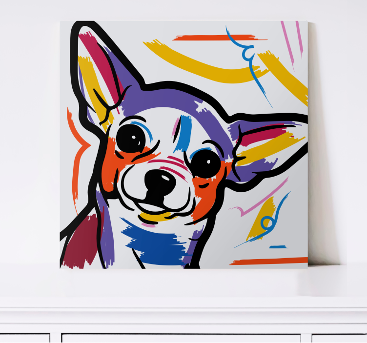 Värikäs taiteellinen chihuahua-koira moderni canvas - Tenstickers