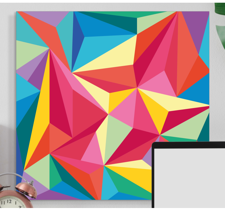Värikäs kolmiokuvio geometrinen canvas taulu - Tenstickers