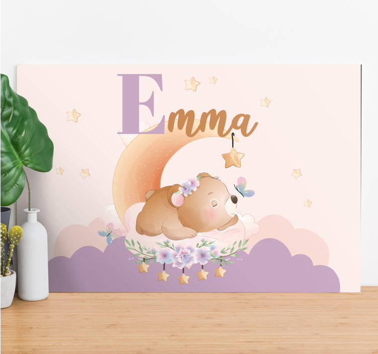 Vauvan huoneen canvas taulu unelmoiva karhu - Tenstickers