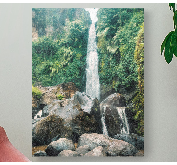 Vesiputous putoaa kalliolle canvas taulu maisema - Tenstickers