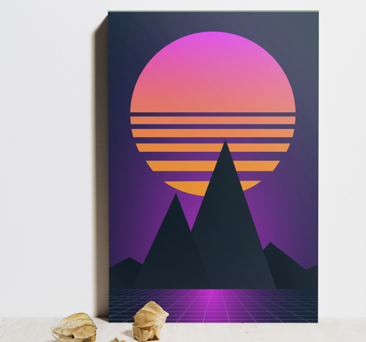 Vintage ja retro aurinko pystysuora canvas taulu maisema - Tenstickers