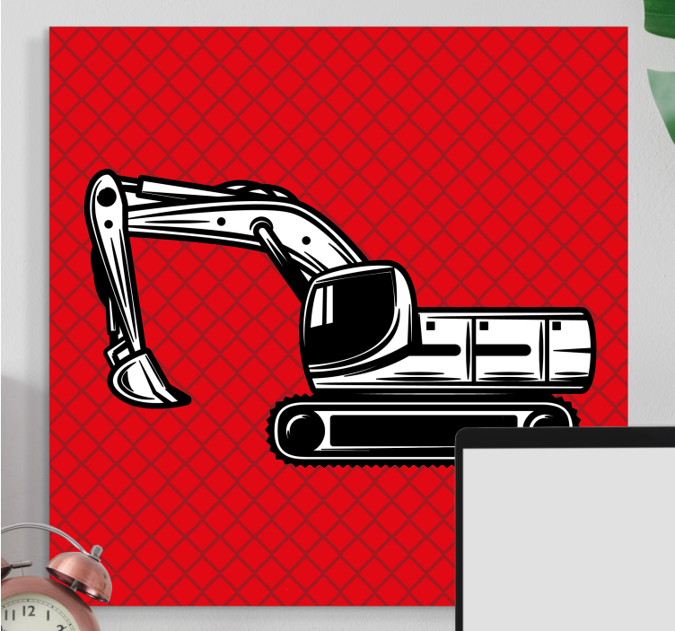 Yksivärinen iso kaivinkone lasten canvas - Tenstickers