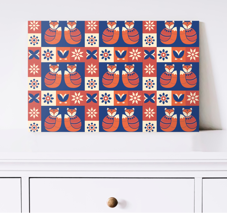 Ystävällinen kissa kuvio canvas - Tenstickers