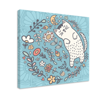 Suloinen kissa mandala mandala canvastaulu - Tenstickers