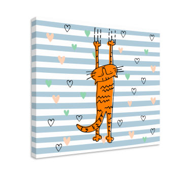Sarjakuva kissa sydämet kissa kangastaulu - Tenstickers