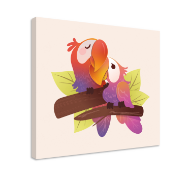Rakkaat papukaijat halauksessa kissa canvas - Tenstickers