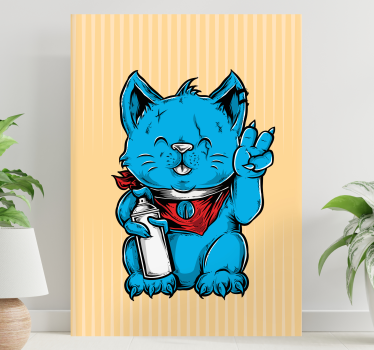 Leikkisä sininen kissa canvas - Tenstickers