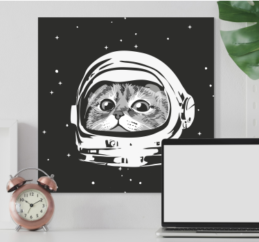 Mustavalkoinen astronautti kissa canvas - Tenstickers