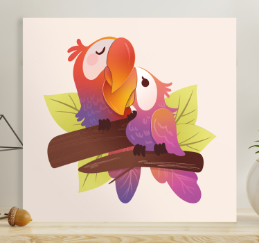 Rakkaat papukaijat halauksessa kissa canvas - Tenstickers