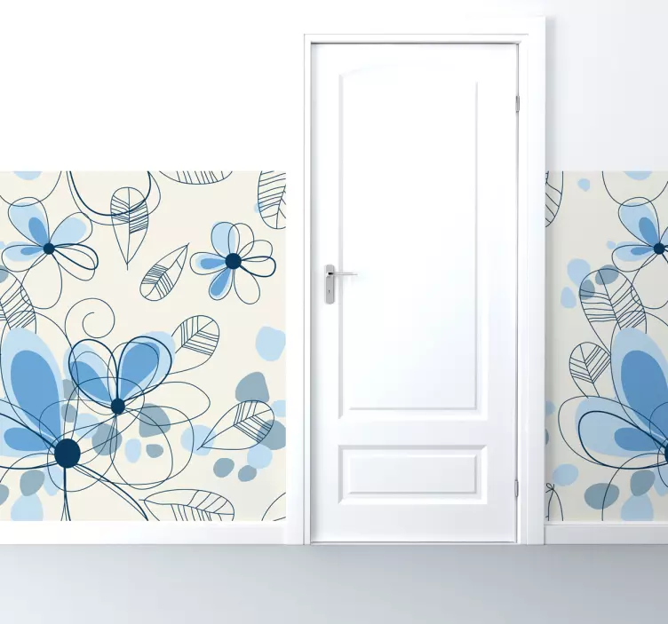 Kukkakuvio vinyylilevy tarra - Tenstickers