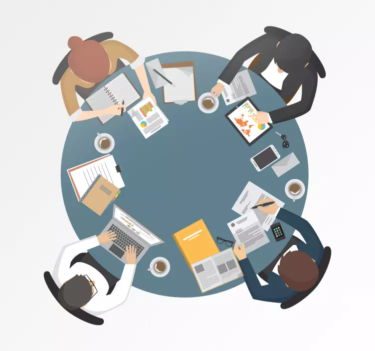 Pyöreä pöytä sisustustarroja ihmisistä - Tenstickers