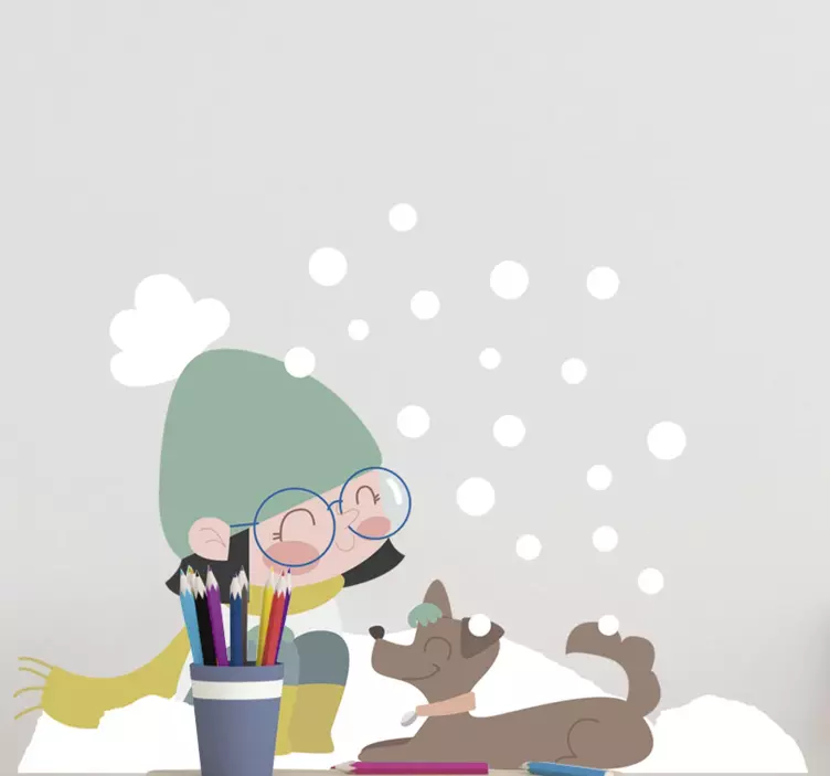 Lapset tarrat talvi tyttö taapero - Tenstickers