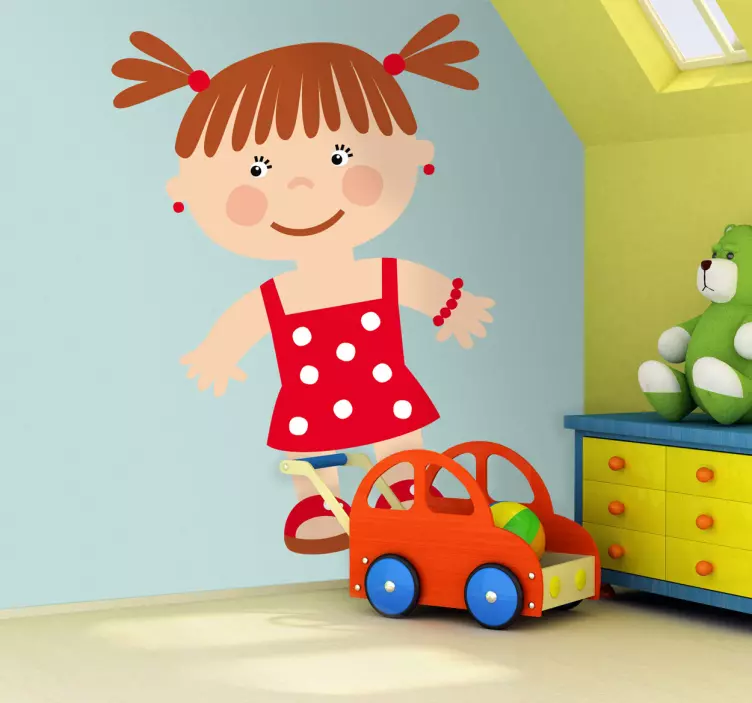 Lapset tarrat pikkutyttö punaisella - Tenstickers