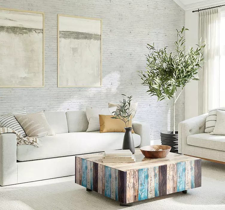 Maalattu puu olohuone seinä sisustus - Tenstickers