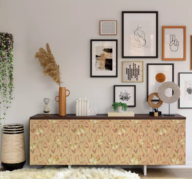 Syksyn kukkien kuvio huonekalutarra - Tenstickers