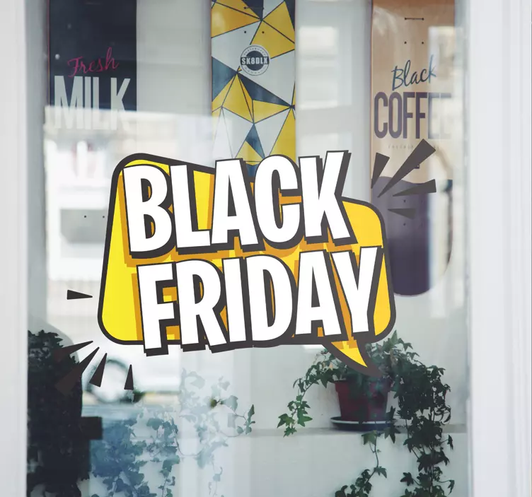 Sarjakuvamainen Black Friday ikkunatarra - Tenstickers