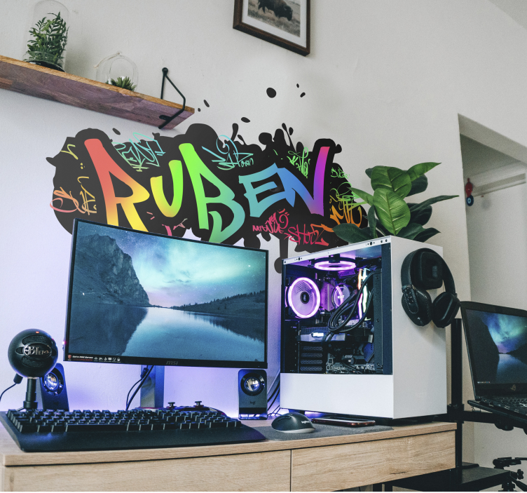 Muokattava graffiti-nimi seinätarra - Tenstickers