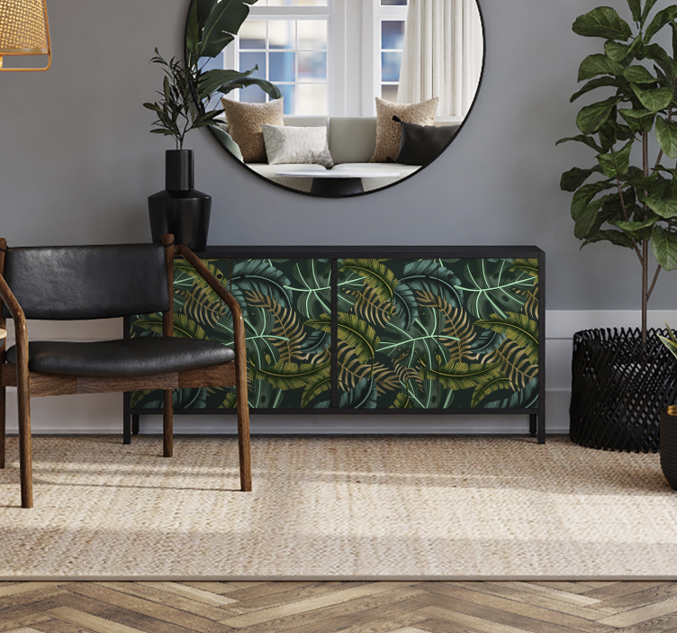 Trooppinen lehti huonekalutarra - Tenstickers