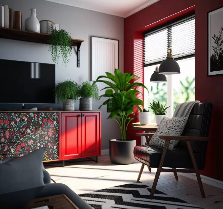 Moniväriset kukat helmassa huonekalutarra - Tenstickers