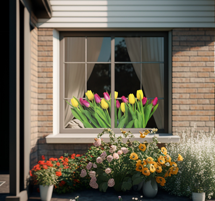 Tulppaanikimppu ikkunatarra - Tenstickers