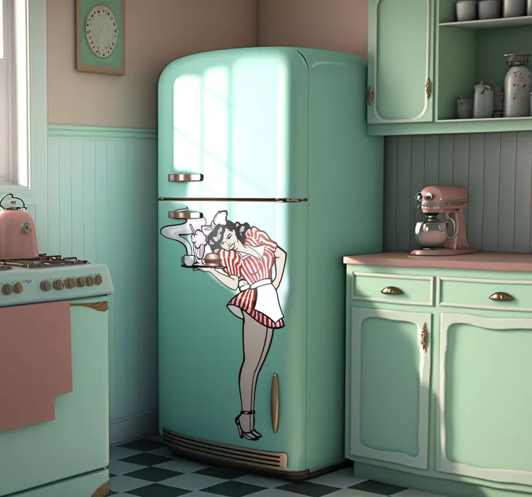 Retro 50-luvun tarjoilija jääkaappitarra - Tenstickers