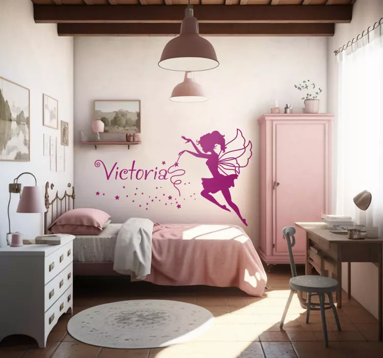 Ihana keiju nimellä sisustustarra lapsille - Tenstickers