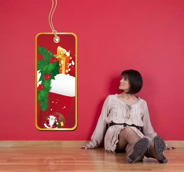 Lahjapaketti joulutarroja näyteikkunaan - Tenstickers