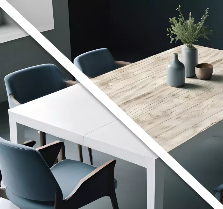 Vaaleaa puuta pöytään seinätarra ruokasaliin - Tenstickers