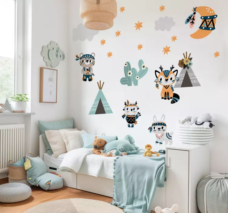 Intialaistyylisiä eläimiä kuvitelma tarra - Tenstickers